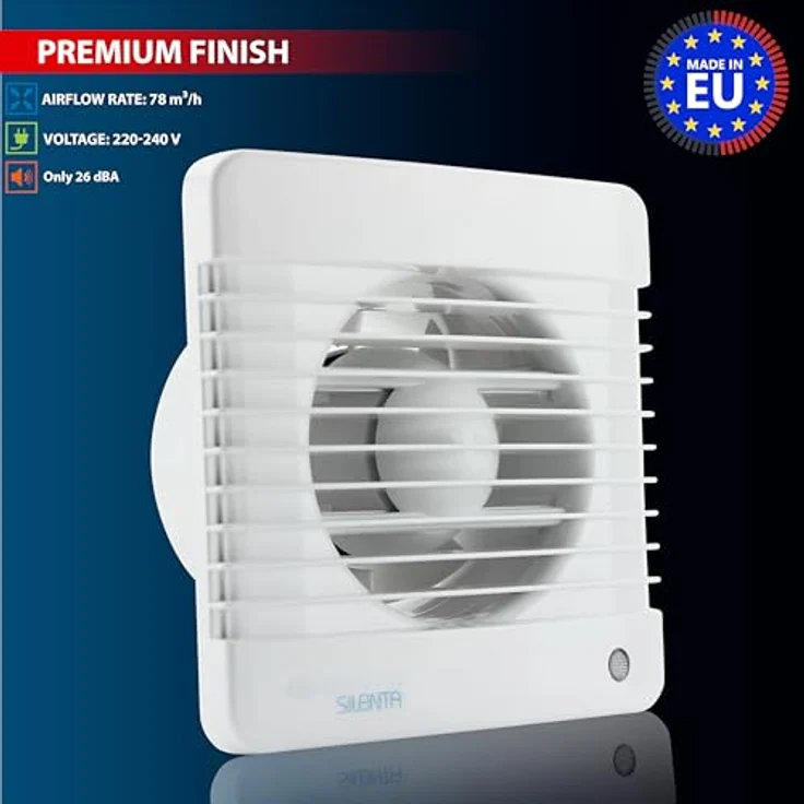 VENTS Silenta-M 100 T, Kleinraumventilator Wandventilator mit Nachlauf, weiß, 78 m³/h, 26 dB(A) – Bild 3