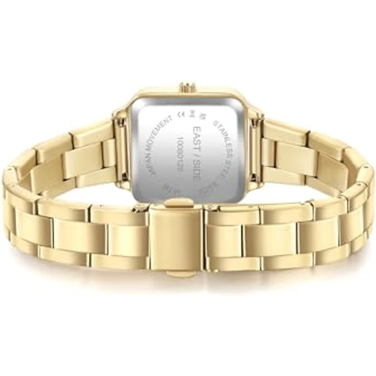 Eastside Damen Quarz Uhr, eckig mit IP-beschichtetem Edelstahlarmband in Gelbgold, Mineralglas, 10080128 – Bild 5