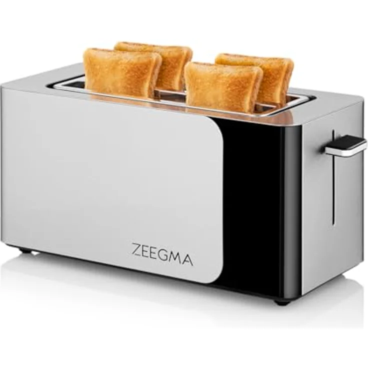 ZEEGMA TOSTEE SMART 4-Scheiben-Edelstahl-Brottoaster, 1500 W, mit Brötchenhalter, Touchpanel, Timer, 6 Stufen, Auftauen und Aufwärmen, Krümelfach – Bild 5