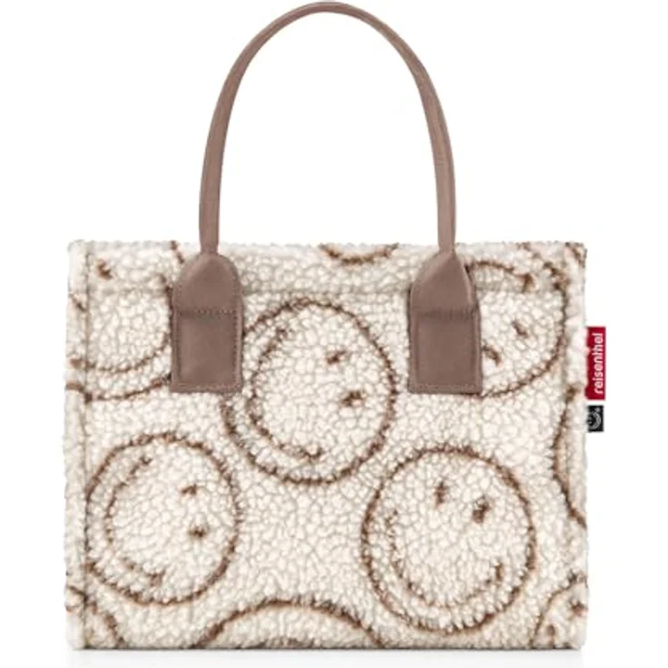 REISENTHEL® Shopper daily shopper XS, minimalistischer Crossbody Shopper aus flauschigem Teddy-Stoff, Farbe smiley teddy chocolate, 4 L Volumen – Bild 2