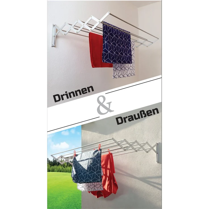 DRY-SMART Wäscheständer InOut, Rostfreies Aluminium für drinnen und draußen, ausziehbar, eloxiertes rostfreies Aluminium, 8 m Trockenlänge – Bild 1