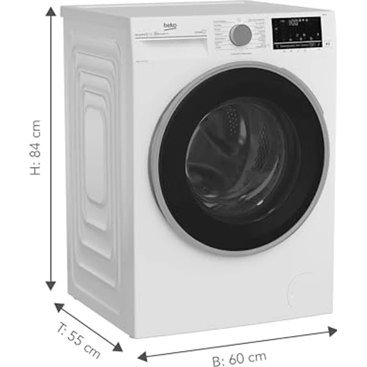 Beko B5WFU584135W, Frontlader-Waschmaschine, A, Fassungsvermögen 8 kg, Standgerät, Breite 60 cm – Bild 4