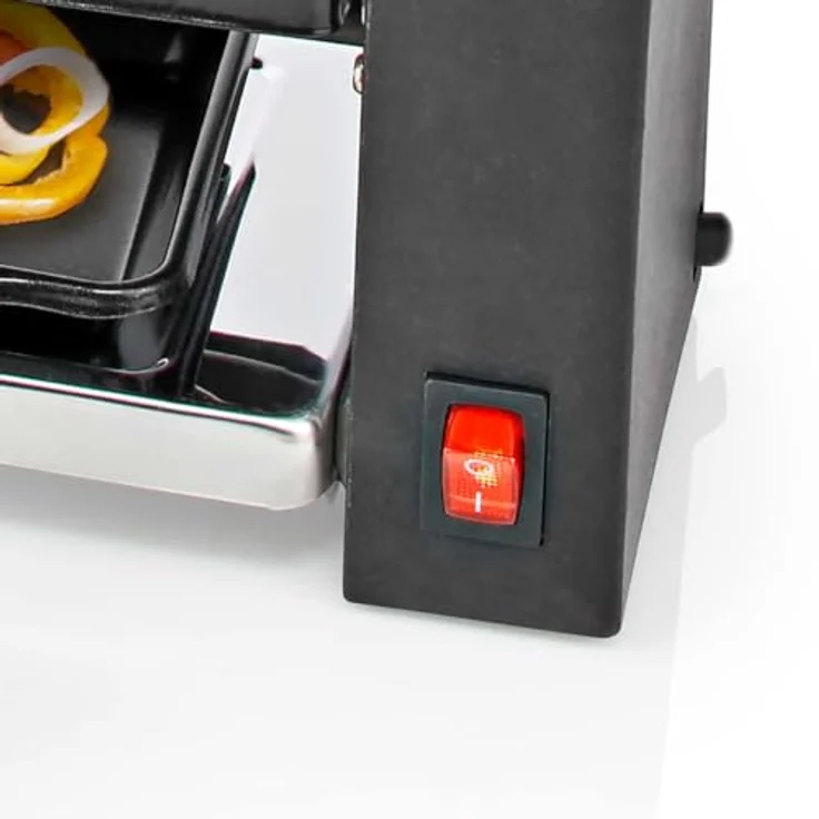 Melissa 16300031 Raclette Schwarz, kompakt für 2 Personen mit abnehmbarer Grillplatte und Antihaftpfannen – Bild 3