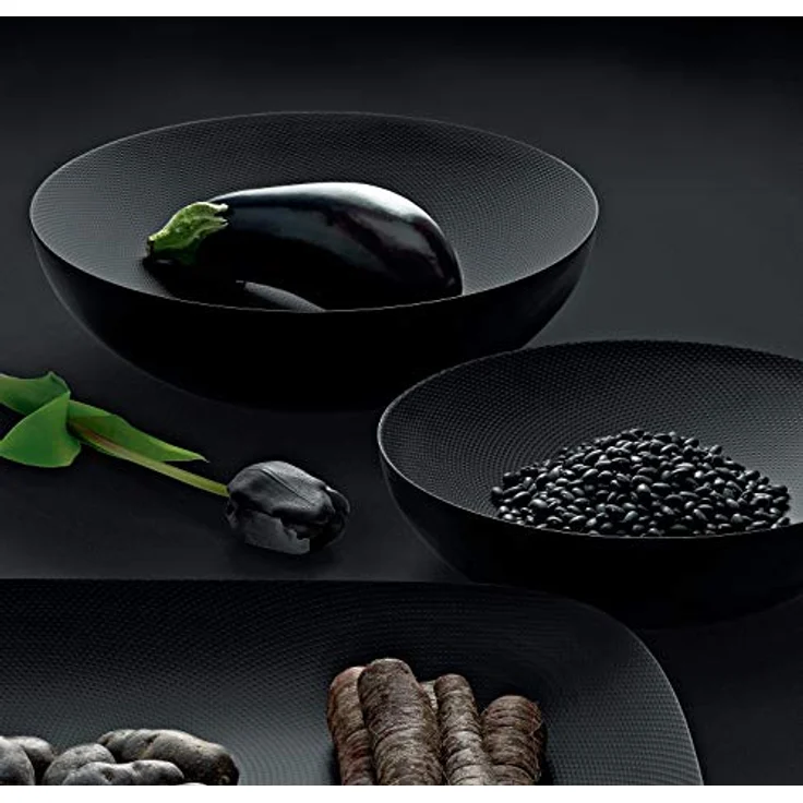 Alessi Obstschale Double Schwarz 25 cm, epoxidharzbeschichteter Stahl mit Reliefdekor – Bild 2