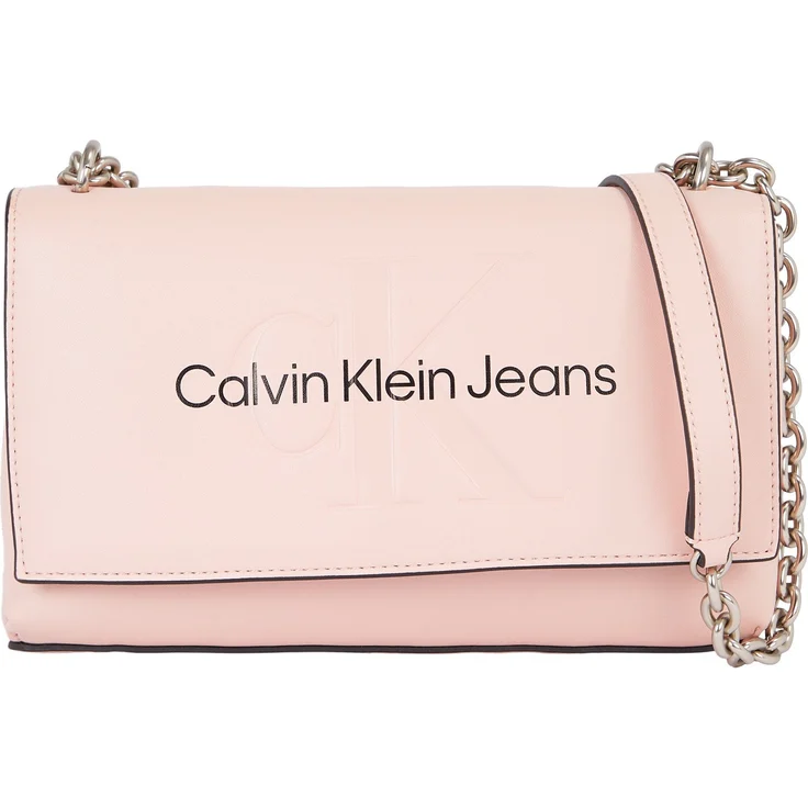 Calvin Klein Jeans Umhängetasche SCULPTED EW FLAP CONV25 MONO, mit großflächigem Markenlogo Handtasche Damen Tasche Damen, Pale Conch