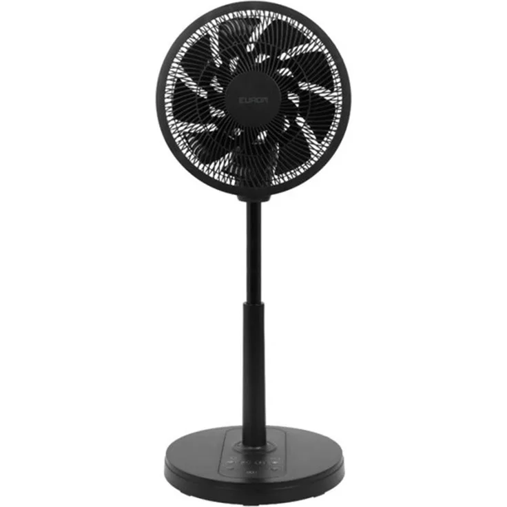Eurom The Silent Vento 3D Black (384932), 35 cm Ventilator mit Dual-Oszillationssystem, 12 Geschwindigkeitsstufen, verstellbare Höhe, Schwarz