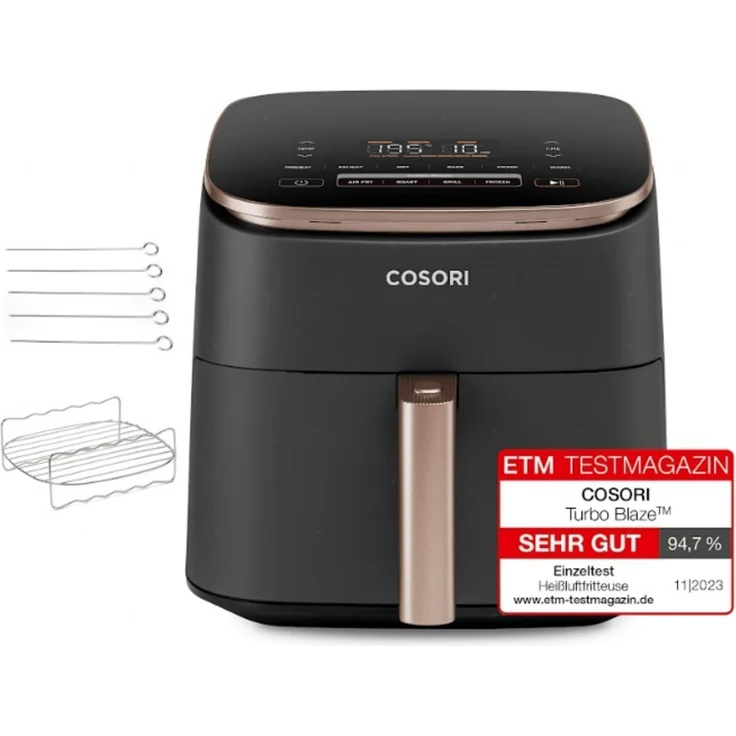Cosori Turbo Blaze 6L Schwarz-Rosa Heißluftfritteuse, 1725,00 W, Einzigartiger DC-Motor, 40% Stromsparen & 46% schneller – Bild 1