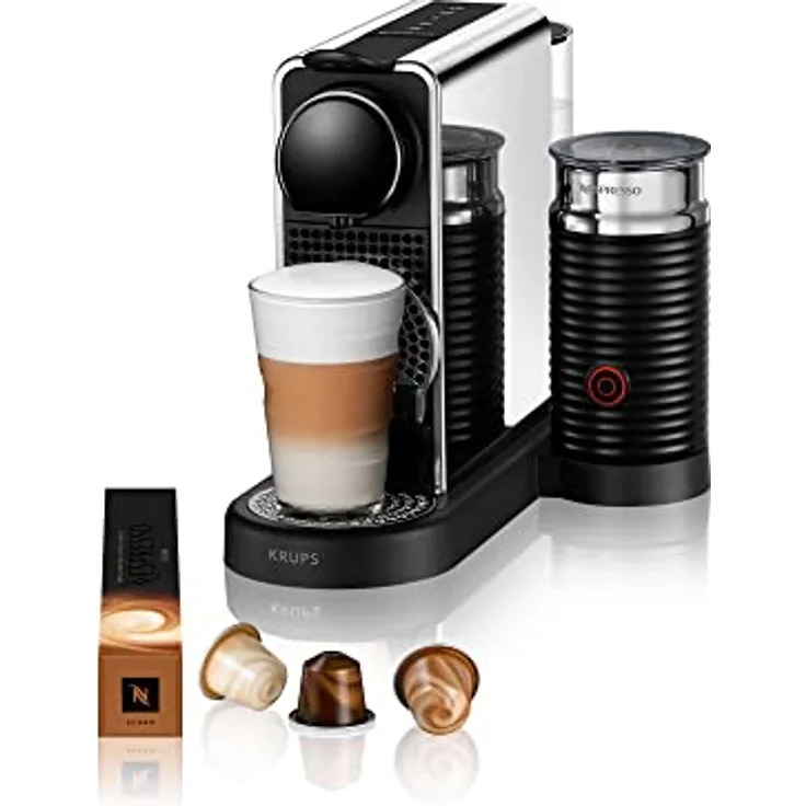 Nespresso Krups XN630D Citiz & Milk Platinum Kaffeekapselmaschine | 4 programmierbare Tasten | Heißwasserfunktion | Entkalkungsalarm | Energiesparmodus nach 2 Min. | retro Design | Edelstahl/Schwarz