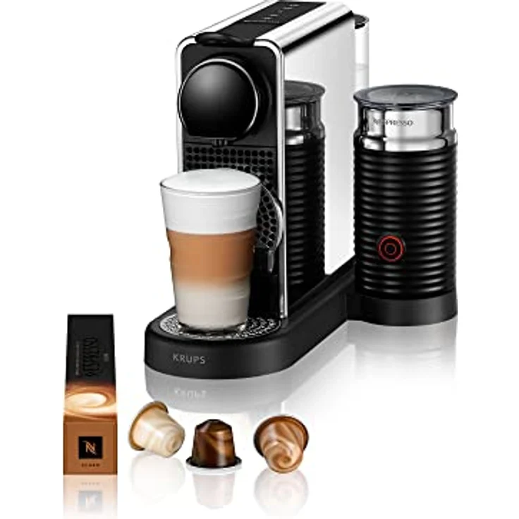 Nespresso Krups XN630D Citiz & Milk Platinum Kaffeekapselmaschine | 4 programmierbare Tasten | Heißwasserfunktion | Entkalkungsalarm | Energiesparmodus nach 2 Min. | retro Design | Edelstahl/Schwarz – Bild 1