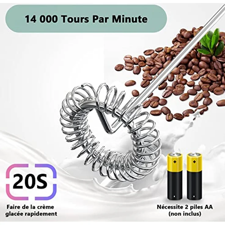 EBUYFIRE Elektrischer Milchaufschäumer, tragbarer, batteriebetriebener Milchschäumer mit Edelstahl Schneebesen für Lattes, Kaffee, Cappuccino, heiße Schokolade, Schwarz – Bild 2
