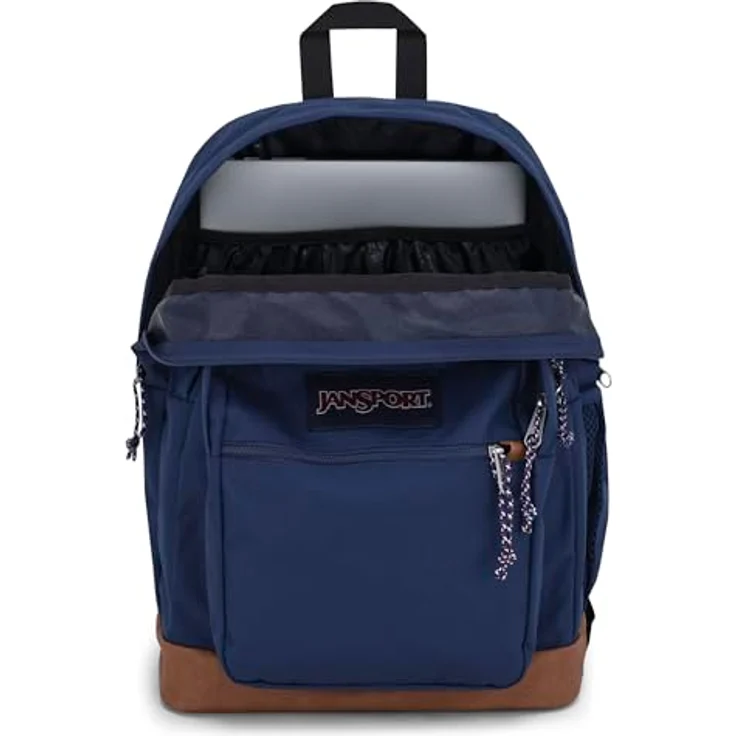 Jansport Cool Student Freizeitrucksack mit 15-Zoll Laptopfach, Kunstlederbesatz, ergonomische Schultergurte, schwarz – Bild 2