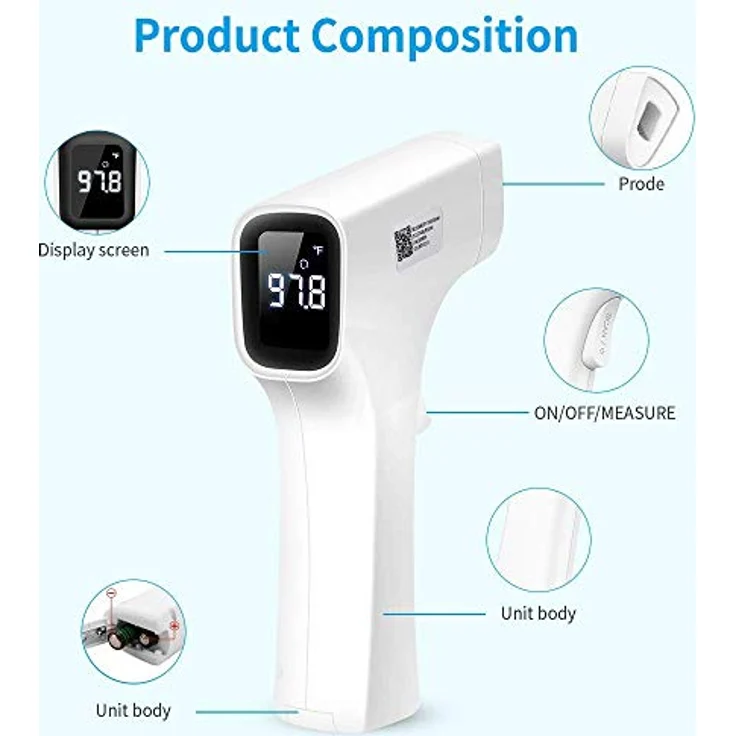 Orno BBLOVE AET-R1B1, Infrarot Fieberthermometer, berührungslos, 1 Sekunde Messzeit, LED Bildschirm, 32 Speicherungen – Bild 5