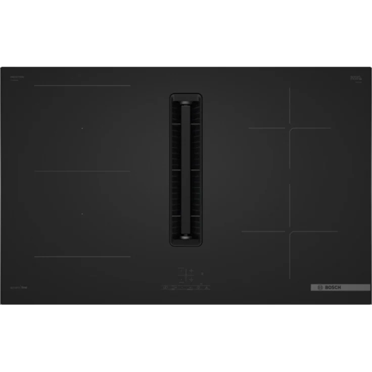 BOSCH Kochfeld mit Dunstabzug Serie 4 PVS89BB16E, Induktion 80 cm, mattschwarz, 4 Kochzonen, Power Boost-Funktion, Touch Select Steuerung