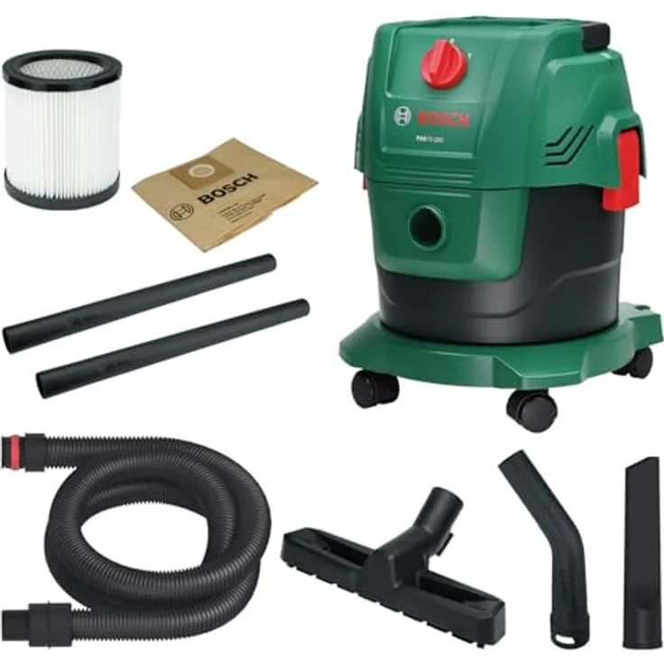 Bosch Home and Garden PAS15-200 Nass-/Trockensauger, 1.000-W-Motor mit 200 mbar Saugleistung, kompakt und leicht, mit Blasfunktion und Patronenfilter – Bild 1