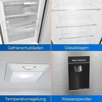 Exquisit Kühl-Gefrierkombination 269L - Energieklasse E, Edelstahloptik, 39dB Leise