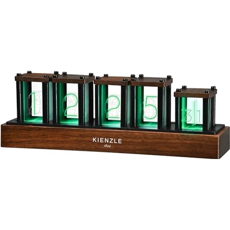 Kienzle KIENZLE LED-Nixie-Uhr, moderne Tischuhr mit RGB-LED-Technologie und über 1.600 Farbvariationen, inkl. Echtholz-Elementen – Bild 3