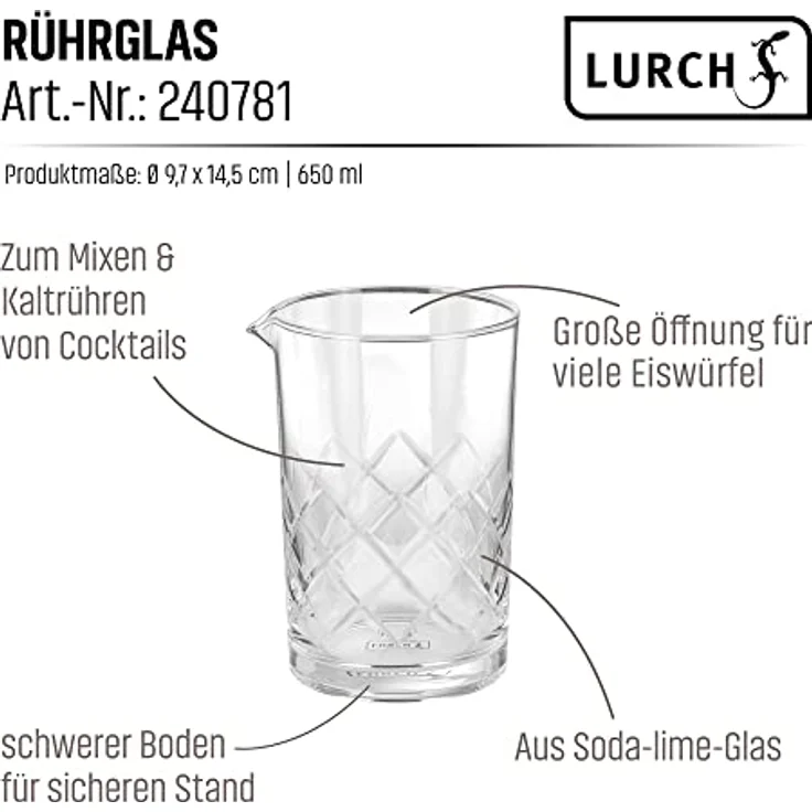 LURCH 240781 Rührglas Zum Mixen und Kaltrühren von Cocktails 650 ml – Bild 5