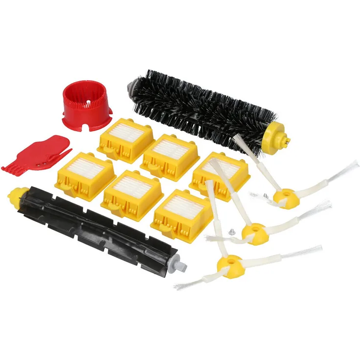 McFilter 16-teiliges Saugroboter Zubehör-Set, kompatibel mit iRobot Roomba 700 Serie, inklusive gelben Filtern und schwarzen Bürsten