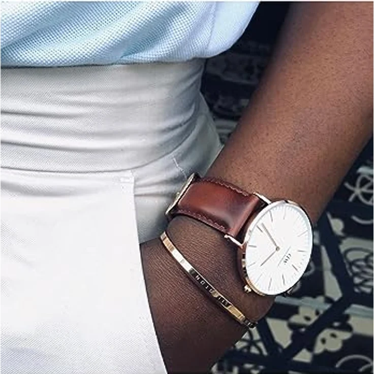 Daniel Wellington Damen-Uhr DW00100035, Analog Quarz, Braun/IP-Rose, Lederarmband – Bild 3