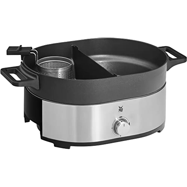 WMF Lono Hot Pot & Dampfgarer elektrisch 3,6l, chinesisches Fondue für 6 Personen, elektrische Dampfgarer, Dampfaufsatz für Dim Sum, Bao, Garkörbchen, 1700W, edelstahl matt – Bild 5