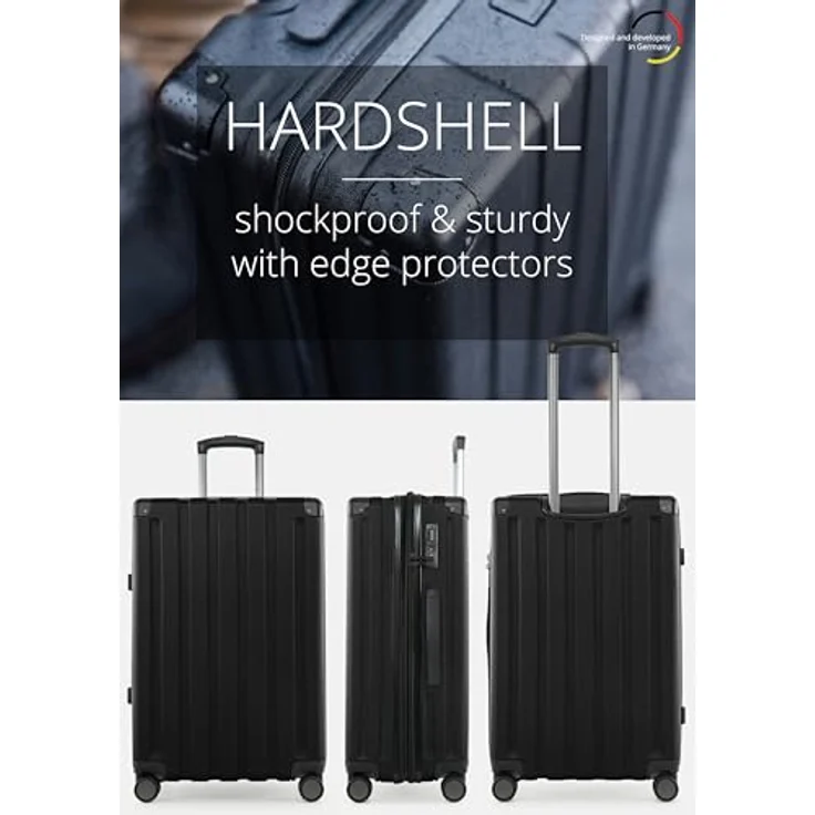 Hauptstadtkoffer Q-Damm - Mittelgroßer Hartschalenkoffer, TSA, 4 Rollen, Check-In Gepäck mit 6 cm Volumenerweiterung, 68cm, 89 L, Schwarz – Bild 4