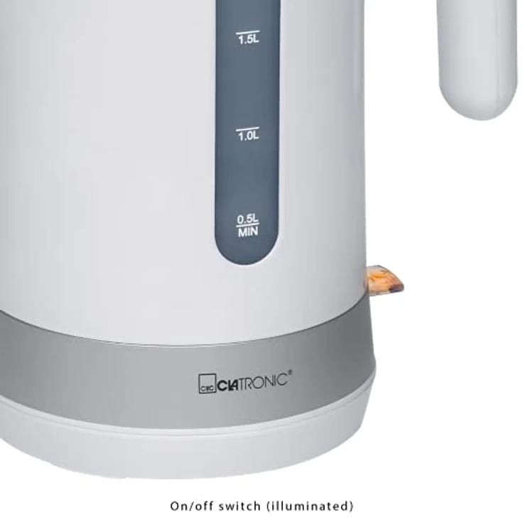 Clatronic WK 3452 Wasserkocher, 1,8 L, 2 außenliegende Wasserstandsanzeigen, Kalkfilter (heruasnehmbar), weiß – Bild 4