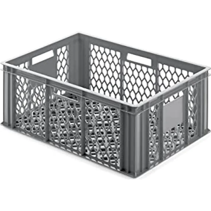 ALUTEC Kunststoffbehälter vergittert (Inhalt 49 l, Außenmaße (LxBxH) 600 x 400 x 250 mm, stapelbar, lebensmittelecht, kälte- und hitzebeständig von -40° bis +80°C, Aufbewahrungskiste) 05065