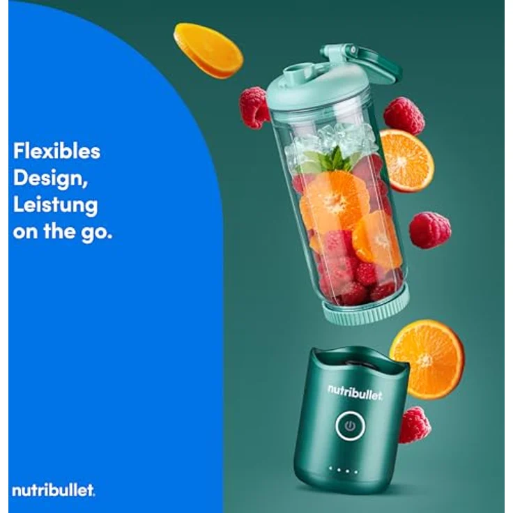 nutribullet Smoothie-Maker NB Flex Portable NBP013GR, Elektromixer in Grün mit 590 ML BPA-freiem Behälter und klappbarem Deckel – Bild 3