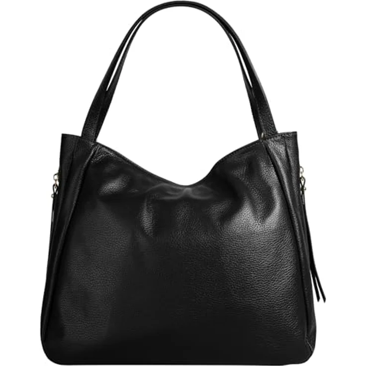 Samantha Look Umhängetasche aus echt Leder, Made in Italy, 7 l Volumen, schwarz – Bild 3