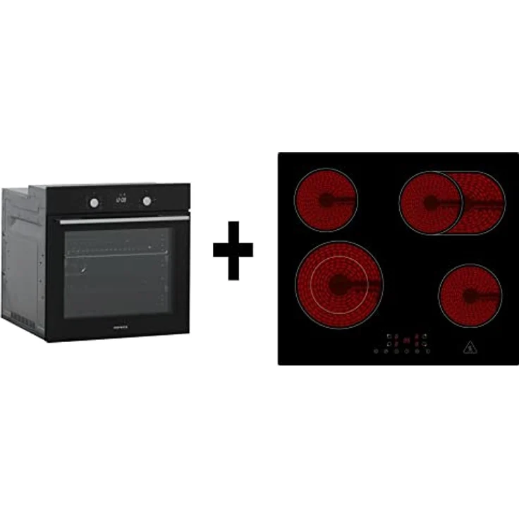 Respekta autarker Glas- Einbaubackofen AB700 mit LED-Timer + Glaskeramikkochfeld, Energieeffizienzklasse A, 80 Liter Garraum, 8 Beheizungsarten, versenkbare Knebel, blau – Bild 1