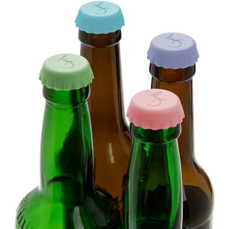 LURCH Kronkorken Flaschenverschluss, wiederverwendbare Bierflaschenverschlüsse aus Platin-Silikon, 12 Stück, in bunten Pastell-Farben
