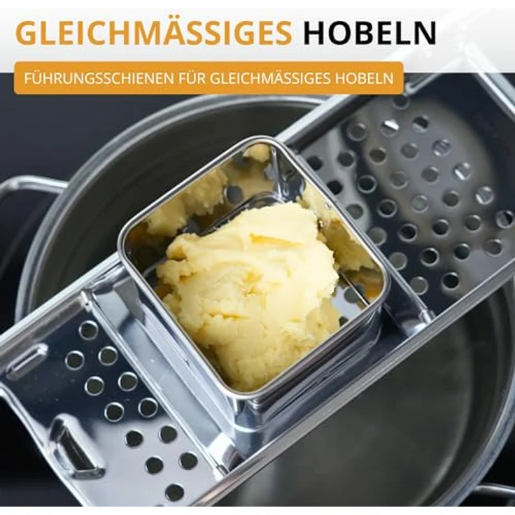 Westmark Spätzlehobel Knöpfle Inox, Edelstahl-Spätzlereibe mit Schlitten für feine Knöpfle & Spätzle, Silber, 31,5 cm – Bild 5