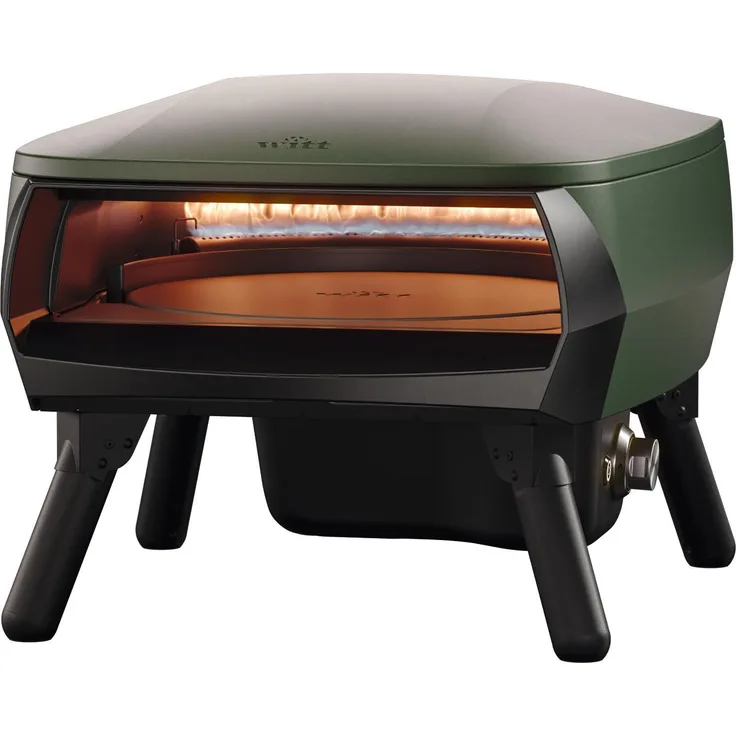 WITT Pizzaofen Etna Piccolo Rotante, tragbarer Pizzaofen mit rotierendem Pizzastein, grün, 13" Backkapazität, bis zu 500 °C Temperatur
