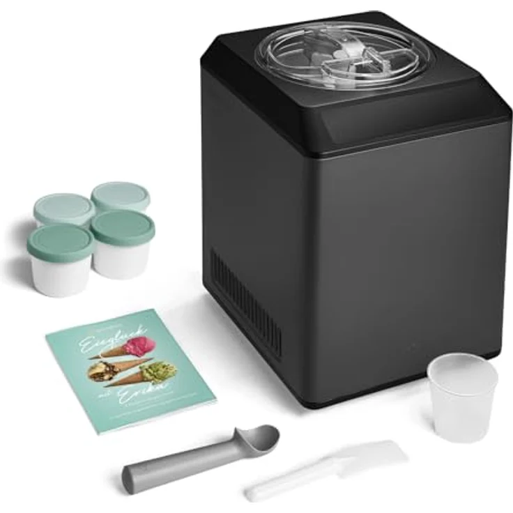 Springlane Kitchen SPRINGLANE Eismaschine & Joghurtbereiter Erika 2,5 L mit selbstkühlendem Kompressor 250 W, Eiscrememaschine aus Edelstahl mit Kühl- und Heizfunktion (Erika + 4 Eisbehälter Mini Mint) – Bild 1