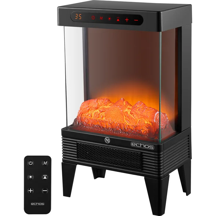 echos Heizlüfter Eco-3511, 1500 W, Realistische Kaminillusion, 2 Heizstufen, Touch Bedienfeld, Timer