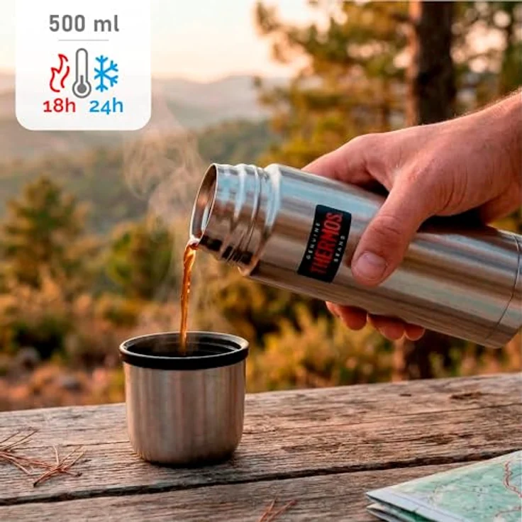 THERMOS 4019.205.050 Thermosflasche Light & Compact, Edelstahl mattiert 0,55 l, Spülmaschinenfest, 12 Stunen heiß, 24 Stunden kalt – Bild 3