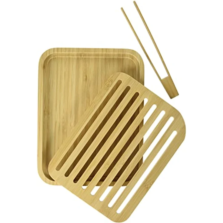 Pebbly nba055 Set Brotschneidebrett und Toastzange, Bambus beige 26 x 20 x 2 cm 2 Einheit (S) – Bild 6