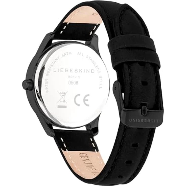LIEBESKIND Damen Armbanduhr – Quarzuhr 33 mm – Edelstahlgehäuse schwarz, Lederarmband, 5 ATM wasserdicht, klassisches Design – Bild 4