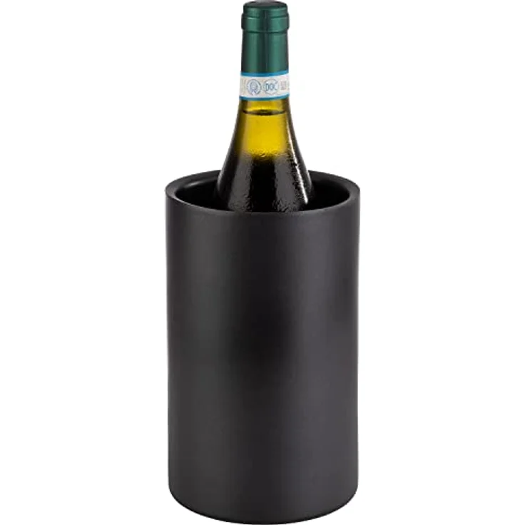 APS 36127 Doppelwandiger Flaschenkühler/Weinkühler für Flaschen mit max. Ø 10cm, schwarz/außen Ø 12 cm, H: 20 cm … – Bild 2