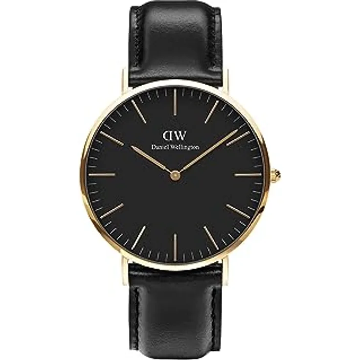Daniel Wellington Classic Uhr 40mm Double Plated Stainless Steel (316L) Gold, Japanisches Quarzwerk, wasserdicht bis 3ATM