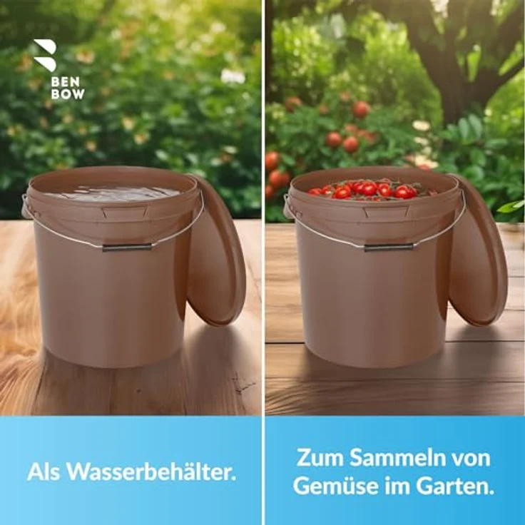 BenBow Eimer mit Deckel 30L, Braun BSR-, Luftdicht, Lebensmittelecht, BRC-, auslaufsicher (10 Stk.) – Bild 5