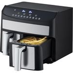 Deski Heißluft Doppelfritteuse 7,6 Liter Doppel-Heißluftfritteuse 2 x 3,8 Liter Fritteuse, Digitales Bedienfeld, Vorprogrammierte Menüauswahl