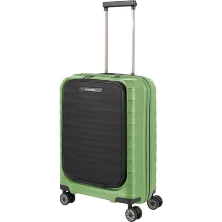 Travelite MOOBY, 4-Rad Hartschalen Handgepäck Koffer klein 44 Liter, recyceltes Material, kratzfester Bordtrolley mit Vortasche, 55 x 40 x 23 cm, Farbe Grün, 2,9 kg – Bild 3