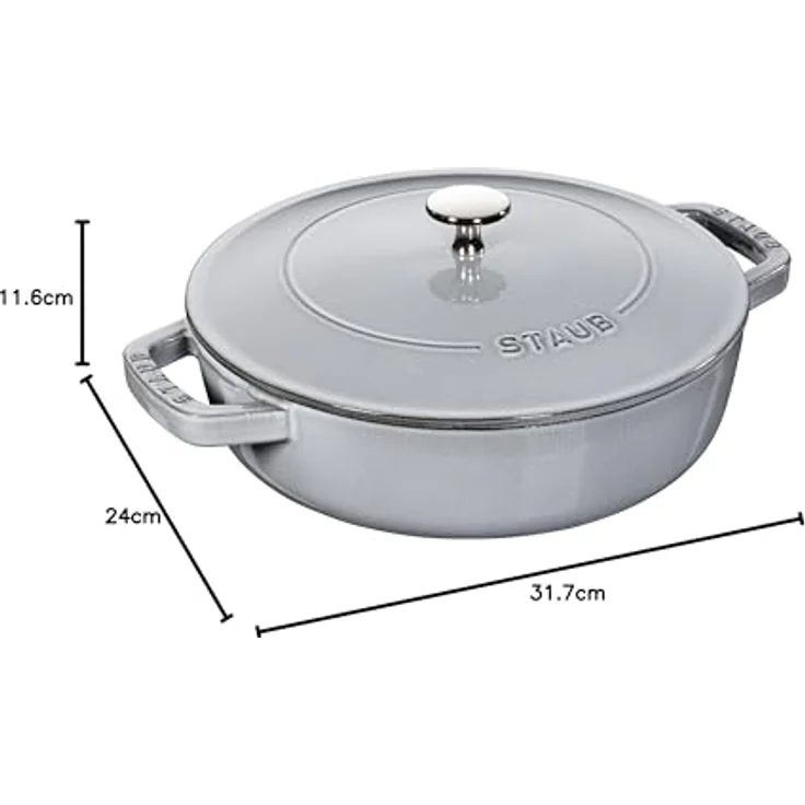 Staub Bräter mit Chistera, Induktionsgeeignet, Gusseisen, Graphitgrau, 24 cm, 1 Einheiten – Bild 10