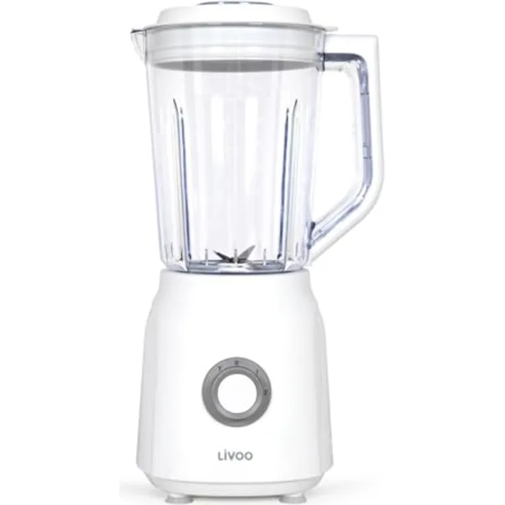 Livoo DOP242W, Standmixer 1,5 l mit 600 W, Edelstahl in Weiß, 2 Geschwindigkeitsstufen und Turbo-Funktion