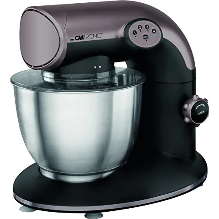 Clatronic 263745 Knet und Rührmaschinen Set, leistungsstark mit 1200 Watt und Edelstahlschüssel, blau beleuchtete LED-Kontrollleuchten