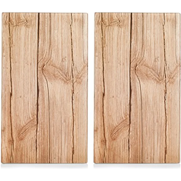 Zeller 26277 Herdabdeck-Schneideplatten Wood, 2-er Set, Glas – Bild 2