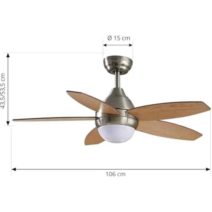 Lindby LED-Deckenventilator Klasika, DC-Motor, leise, 106 cm, Lichtfarbwechsel, weiße Gehäuse – Bild 3