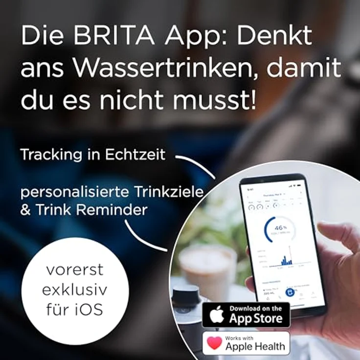 BRITA LARQ iQ Digitale Filter Trinkflasche, 680 ml, weiße Edelstahlflasche mit Hydration Tracking (App), Aktivkohle Wasserfilter & UV-C, neutralisiert 99,99% Bakterien, spülmaschinengeeignet, mit Strohhalm und abnehmbarem Henkel – Bild 5