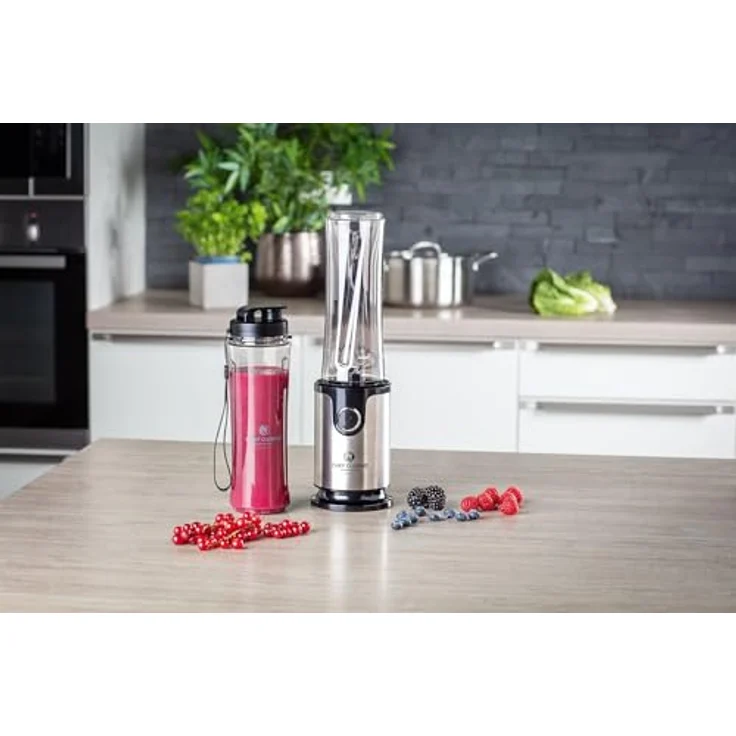 Chef Cuisine Smoothie Maker 300W, 2x 500 ml Tritan Mixbehälter, auslaufsicher, BPA-frei, Edelstahlklingen, schwarz – Bild 4